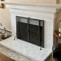 Pilgrim Full Height Door Mesh Fireplace Screen Vintage Iron (18466) -Emocion Central 18466 4