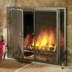 Pilgrim Full Height Door Mesh Fireplace Screen Vintage Iron (18469) -Emocion Central 18469 3