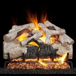 Real Fyre Burnt Aspen 24-in Gas Logs With G52 Burner Kit Options