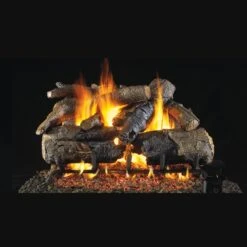 Real Fyre Charred American Oak 24-in Logs With Burner Kit Options