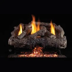Real Fyre Charred Frontier Oak 30-in Logs With Vent-Free G10 Burner Kit