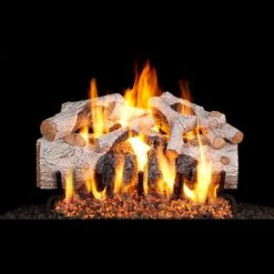 Real Fyre Charred Mountain Birch 18-in Gas Logs With Burner Kit Options
