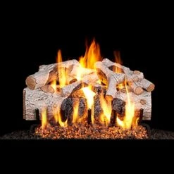 Real Fyre Charred Mountain Birch 24-in Gas Logs With Burner Kit Options
