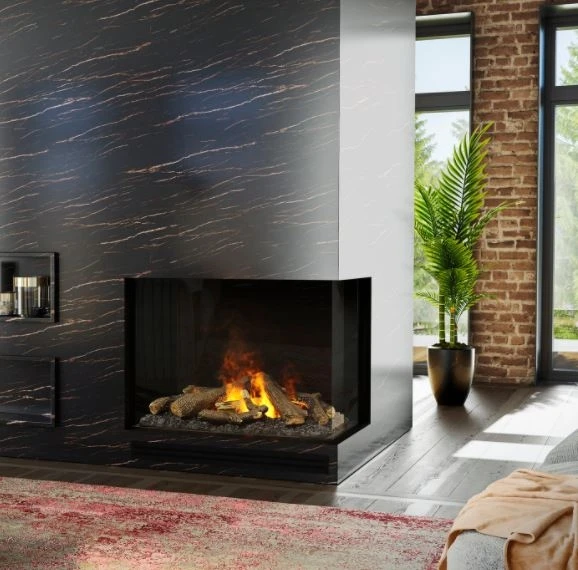 Faber E-Matrix Two-Sided Built-In Electric Water Vapor Fireplace, Right Facing 3 Faber E-Matrix Two-Sided Built-In Electric Water Vapor Fireplace, Right Facing