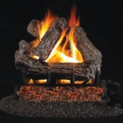 Real Fyre Rustic Oak 16-in Gas Logs With Burner Kit Options