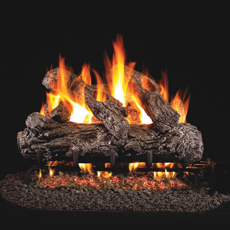 Real Fyre Rustic Oak 24-in Gas Logs With Burner Kit Options 3 Real Fyre Rustic Oak 24-in Gas Logs With Burner Kit Options