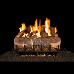 Real Fyre Mountain Crest Oak 24-in Logs With G31 Burner Kit Options