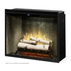 Dimplex Revillusion Weathered Concrete 36" Portrait Built-In Electric Firebox W/ Plug Kit & Front Glass RBF36PWC-FG -Emocion Central RBF36PWC 4