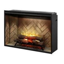 Dimplex Revillusion Herringbone 42" Built-in Electric Firebox W/ Plug Kit & Front Glass RBF42-FG