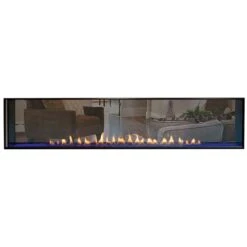 Empire Boulevard 60" Vent-Free See Through Linear IP Gas Fireplace With Thermostat Variable Remote Control -Emocion Central VFLB60SP90 2